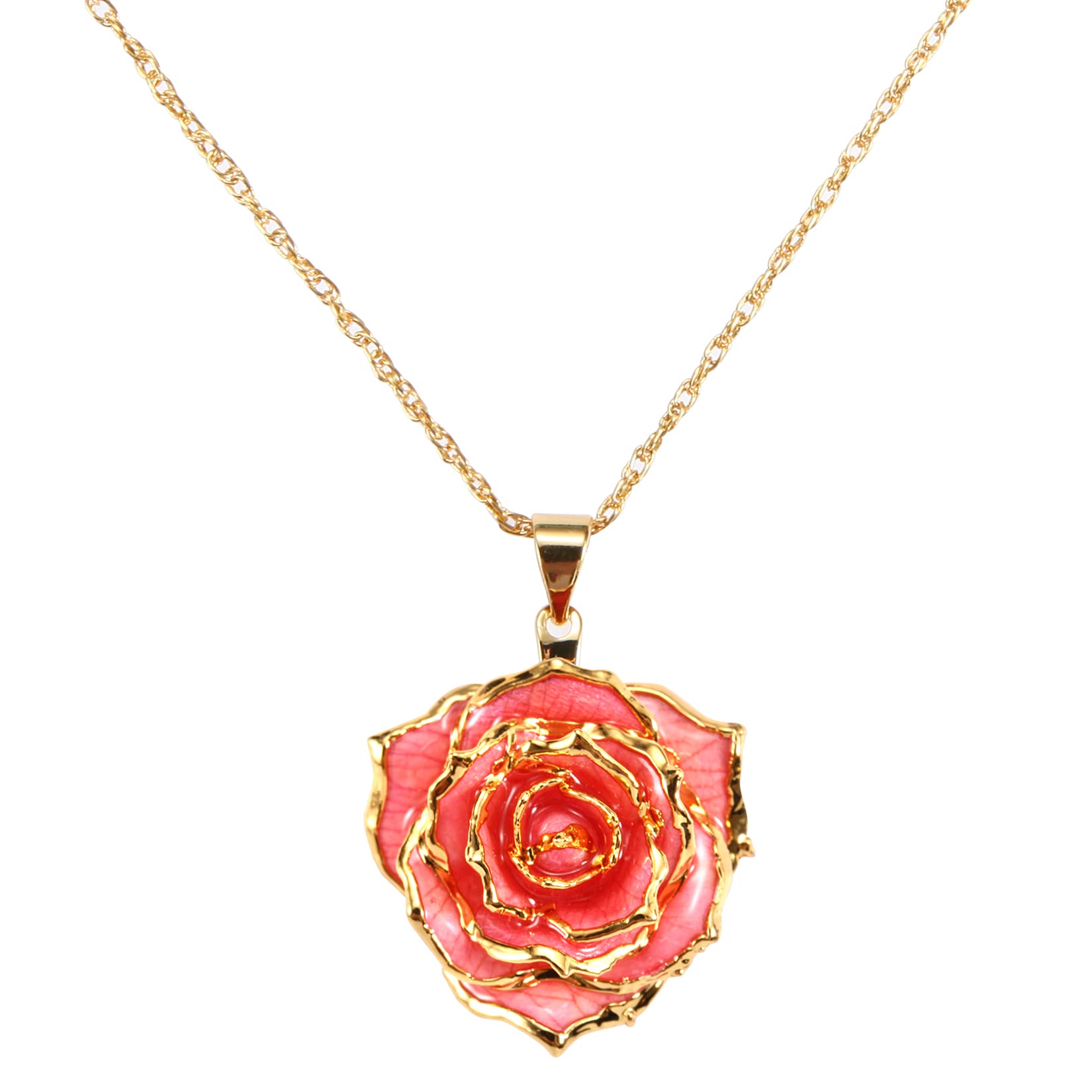 AliveRose Real Rose Gold Dipped Necklace