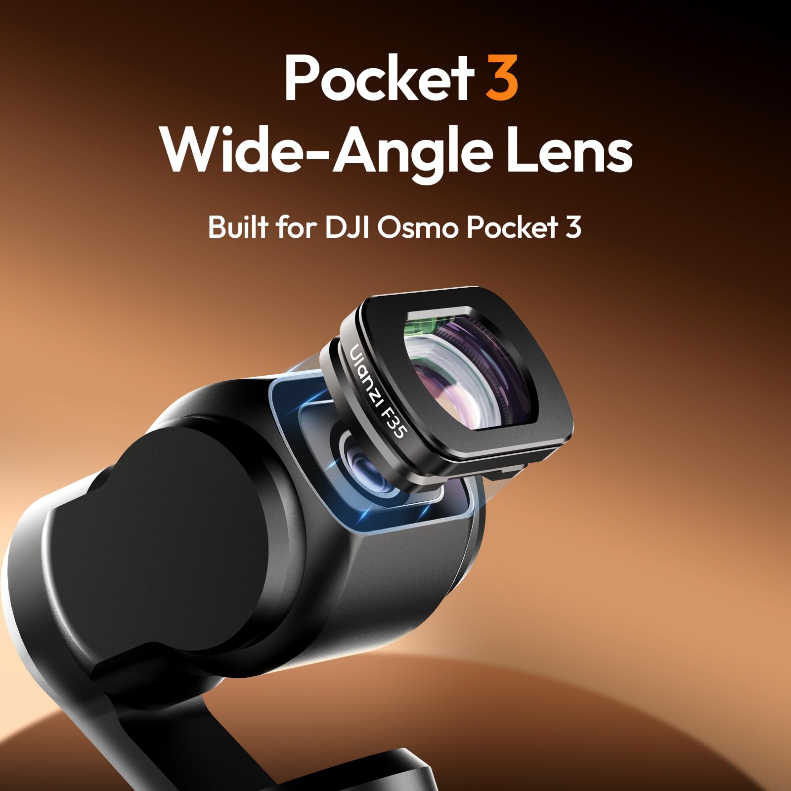 Objectif Grand Angle ULANZI F35 Pocket 3, Objectif Grand Angle 112° Compatible Avec Les Accessoires DJI Osmo Pocket 3, Support Magnétique, Revêtement Double Face, Verre Optique HD - 5