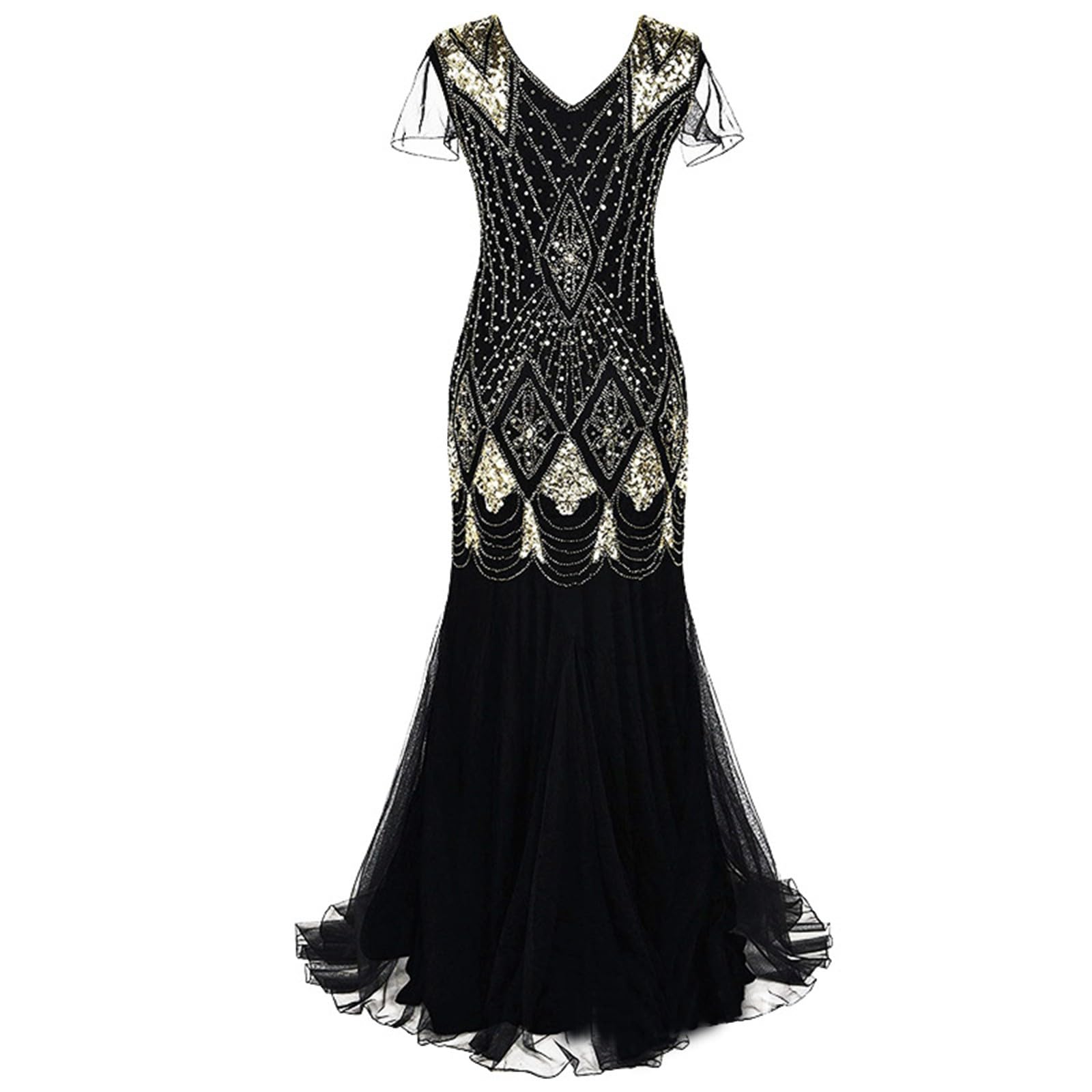 Robe vintage rétro années 1920 Gatsby Gatsby le Magnifique Costume de fête de mariage Robe de bal sirène longue robe de soirée cocktail