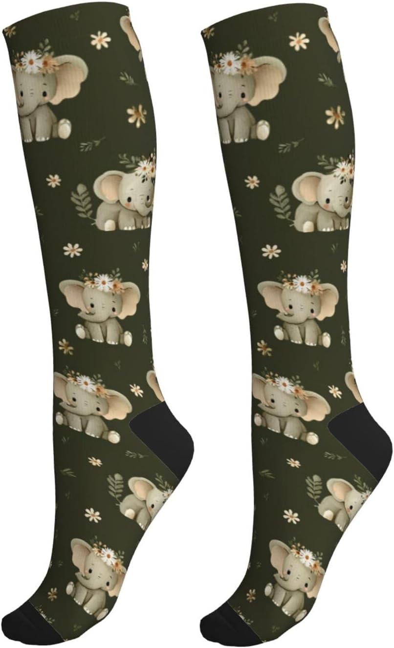 Cow Print Compression Socks Women Men, Calf Knee High Socks For Athletic Running Cycling Nurse