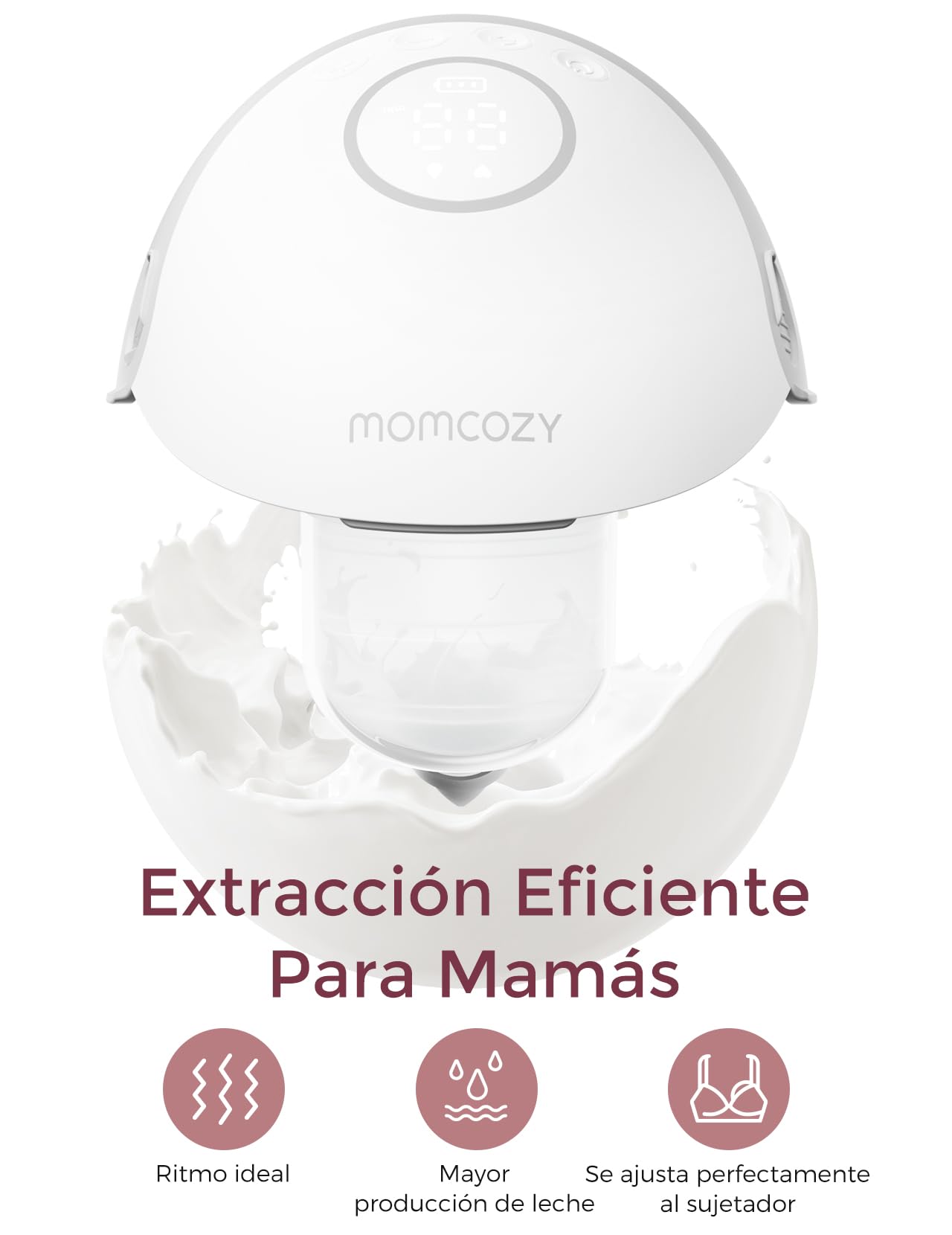Momcozy M6 Sacaleches Eléctrico Manos Libres, Extractor de Leche Portátil con Pantalla LED, 3 Modos y 9 Niveles, Succión Ajustable, Brida DoubleFit de Ajuste Cómodo, 24 mm
