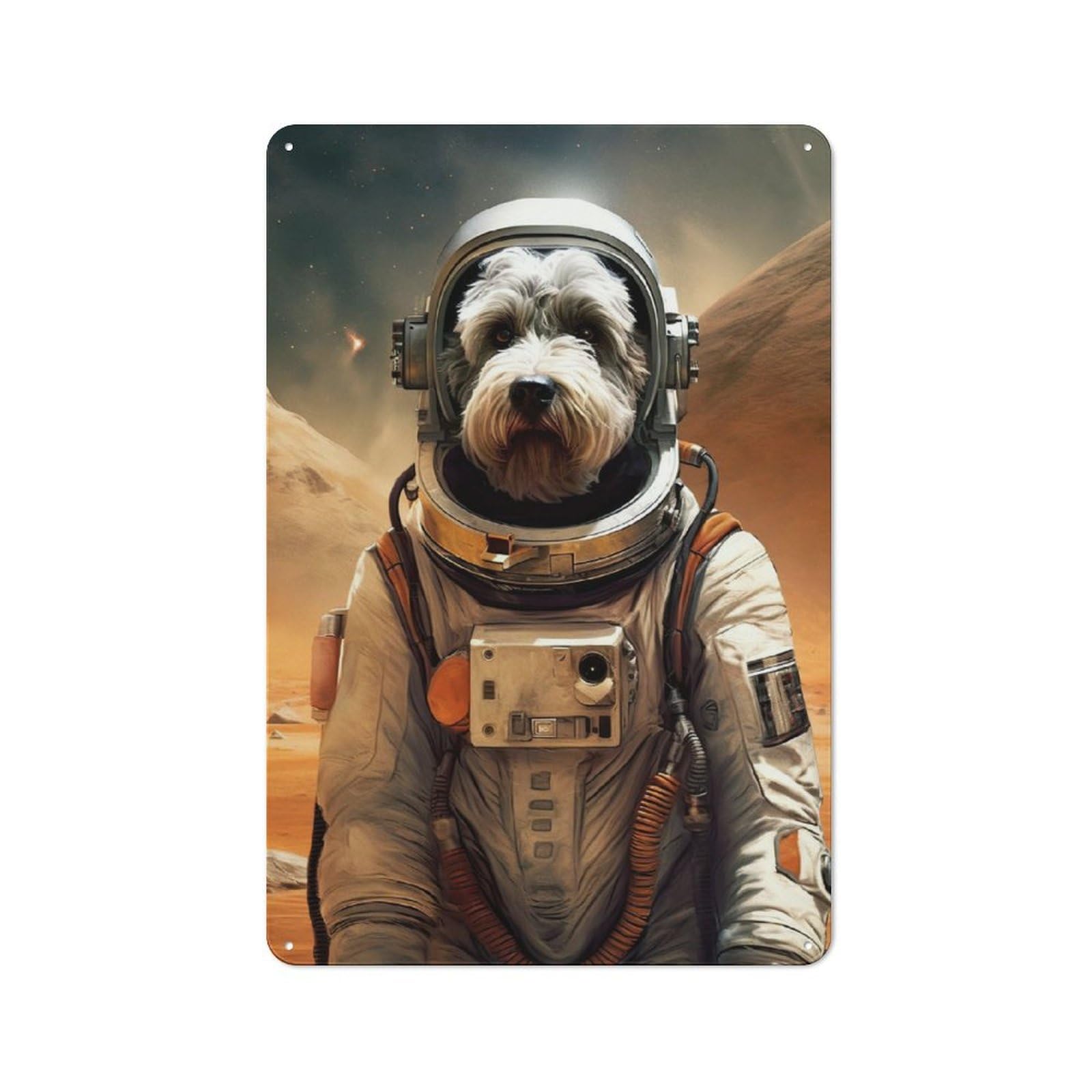 Junmoney Schnauzer Mars Printed Metal Sign 30X20cm For Studio Or Craft Room, For Creative-Space Collectors