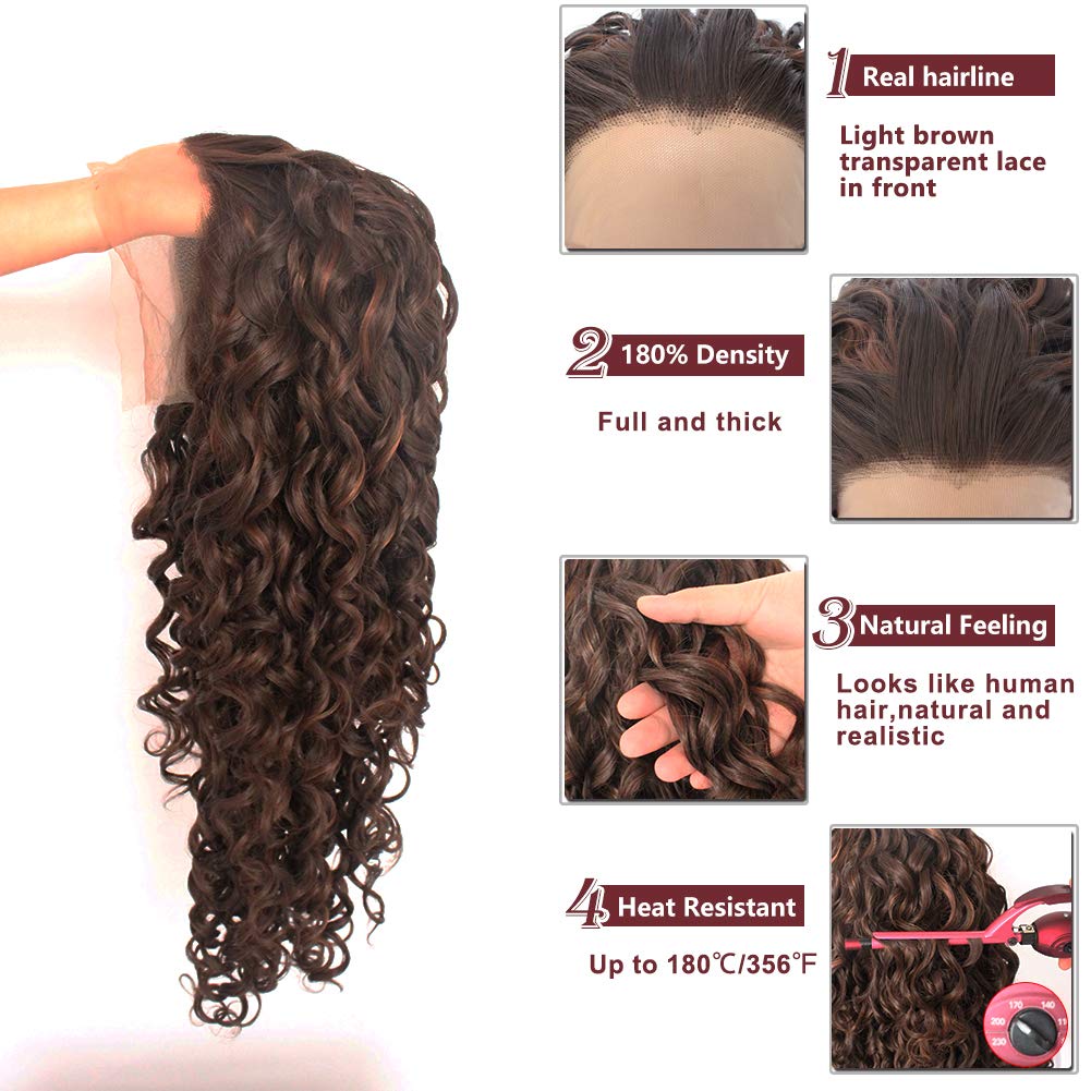 Amazon.com : Ebingoo 26 Inch Dark Brown Lace Front Wig+ Wig  display picture 2