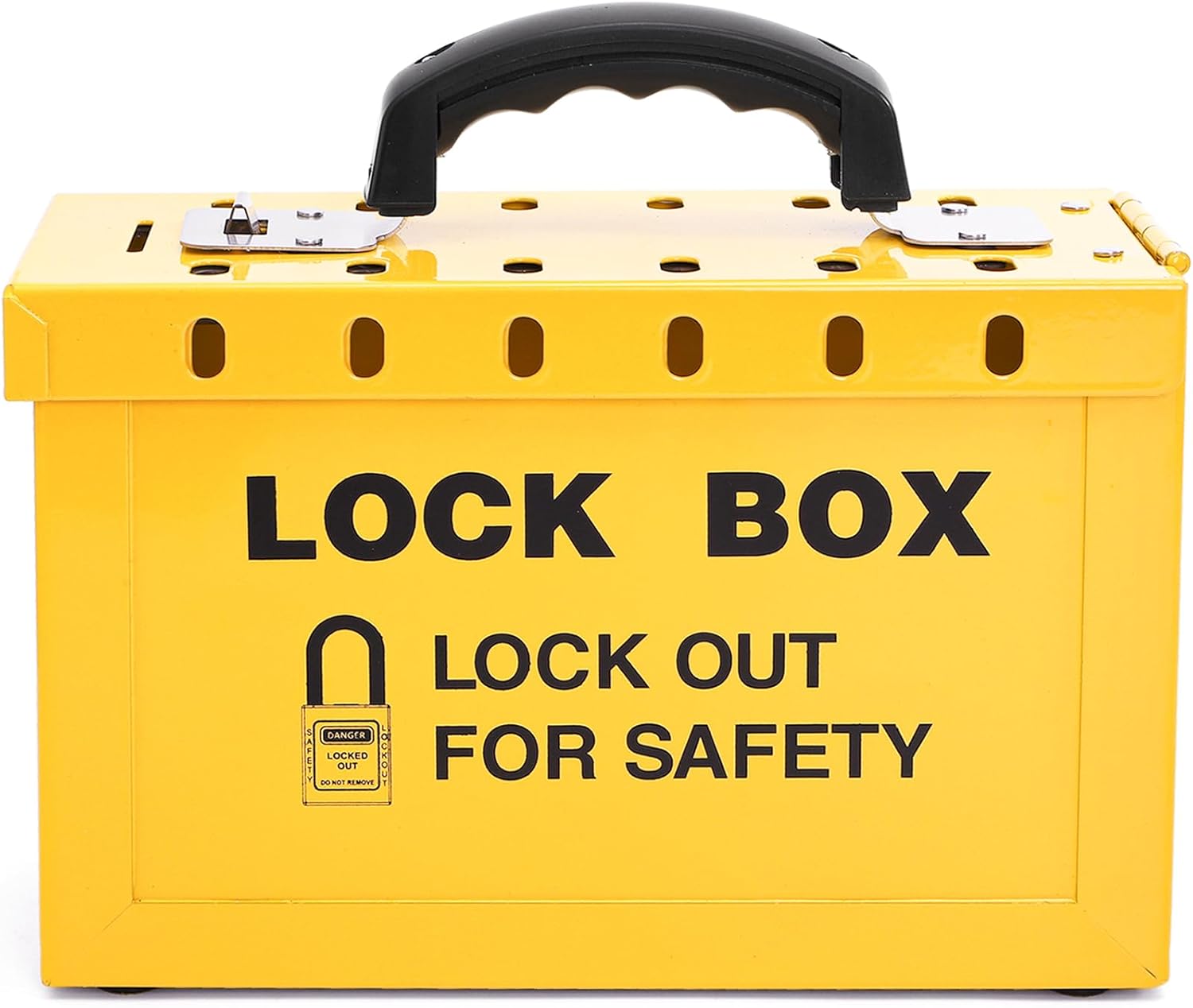 WUWEOT Lockout Tagout Lock Box, Portable Group Lock Out Tag Out Box, Yellow LOTO Safety Group Padlock Boxes with 12 Locking Holes for OSHA Compliant LOTO Procedures