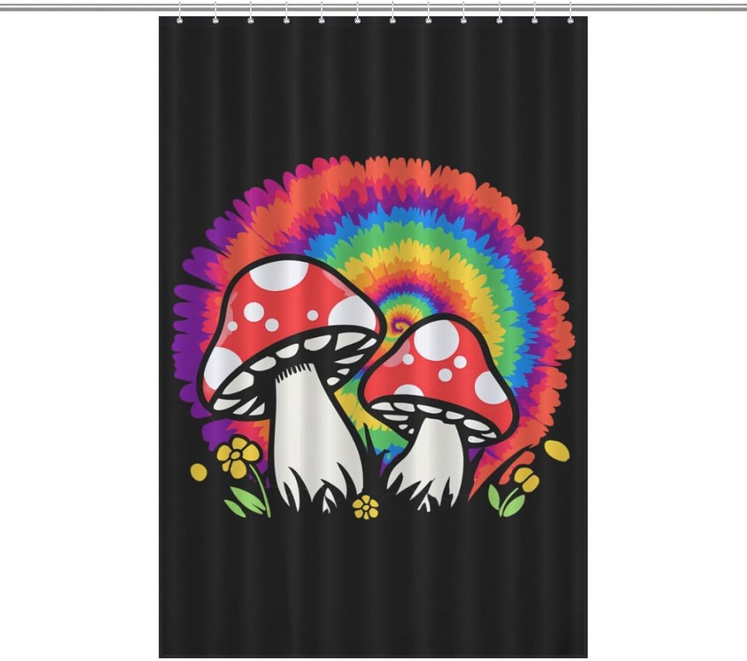 Tie Dye Mushroom Shower Curtain 46.85x70.87Inch（119x180cm） Polyester Bath Curtain Shower Curtains Printed Decorative