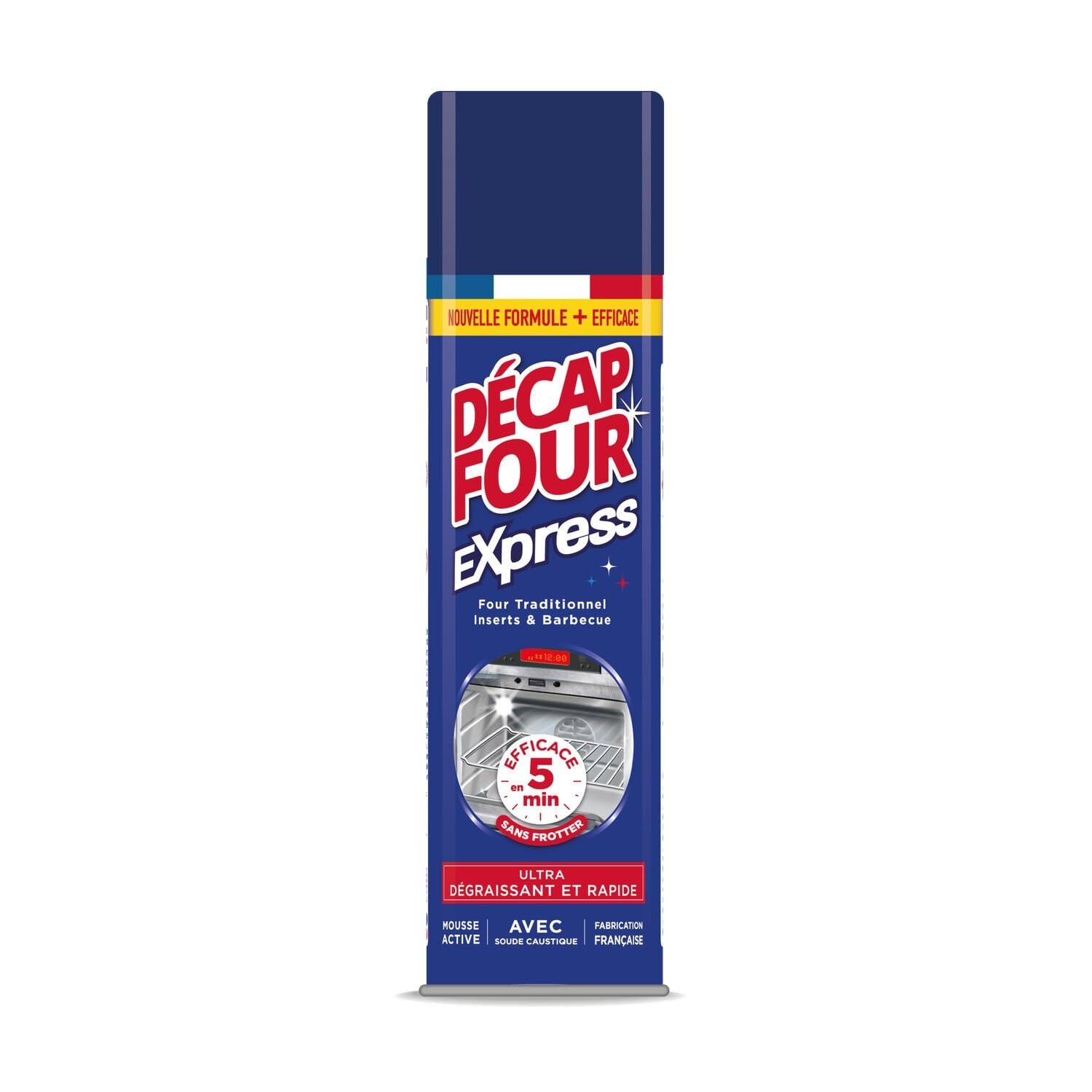 DECAP'FOUR – Nettoyant Puissant Mousse Active Pour Four, Élimine Graisses Brûlées Rapidement (Aérosol 500mL) - Le Lot De 3