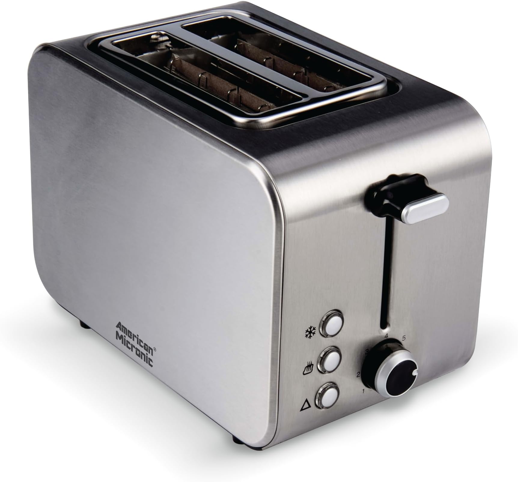 AMERICAN MICRONIC INSTRUMENTS - 2-Slice Stainless Steel Pop-up Toaster with Cancel, Reheat Functions (AMI-TSS1-85Dx- 850 Watts, Steel)