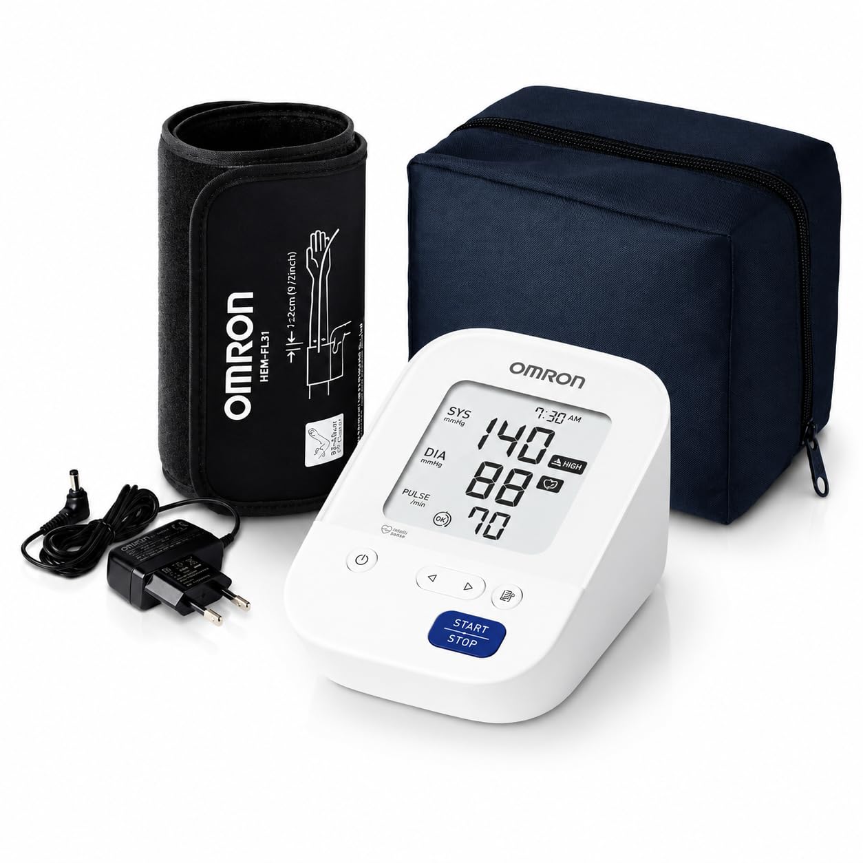 Compatible with Omron HEM 7156 Digital Blood Pressure Monitor (Adapter Included) with 360° Accuracy Intelli Wrap Cuff for All Arm Sizes (White)-image-10