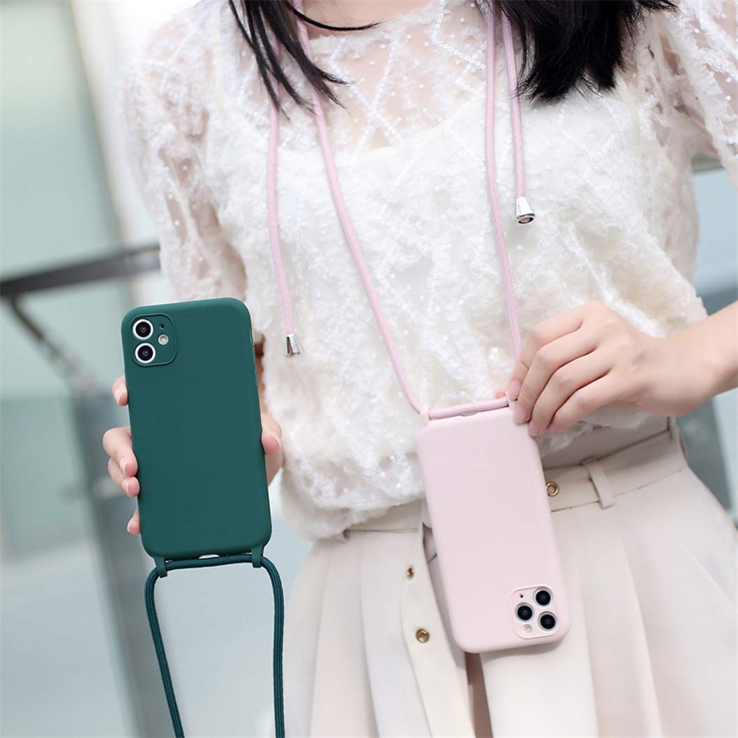Jacyren Handykette Mit Hülle Für IPhone 7 Plus / 8 Plus – Umhängbar, Längenverstellbar, Rotes Silikon