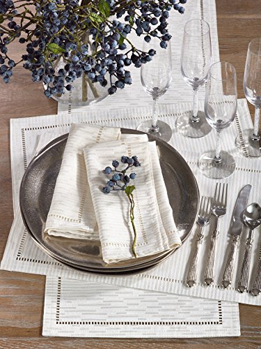 SARO LIFESTYLE 4009.I1354B Linette Collection Hemstitched Design Table Runner, 100% Polyester, Ivory, Off-white, 13" x 54" - Image 3