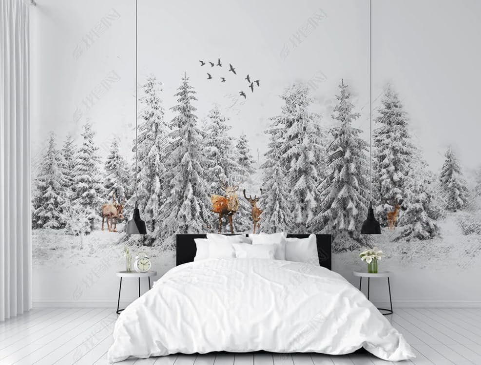 Papier peint intissé noir et blanc poster géant mural salon chambre 300x210