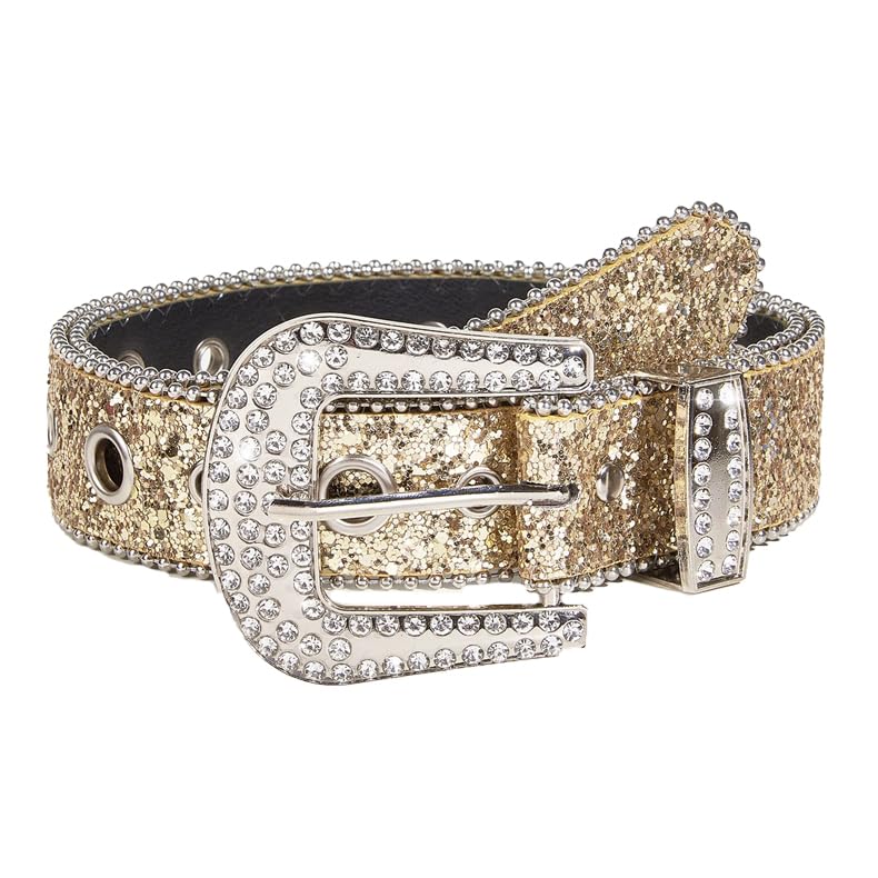 COTIM COYIN Men Women Western Rhinestone Belt, Crystal Studded Leather, Shining Diamond Cowgirl Cowboy Waist Belt for Jeans