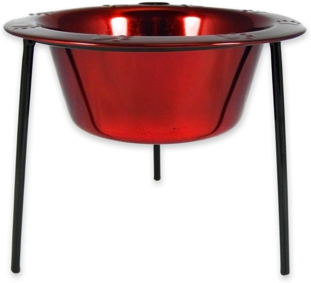 Platinum Pets 2-Cup Single Saucer Feeder with Wide Rimmed Bowl, Red