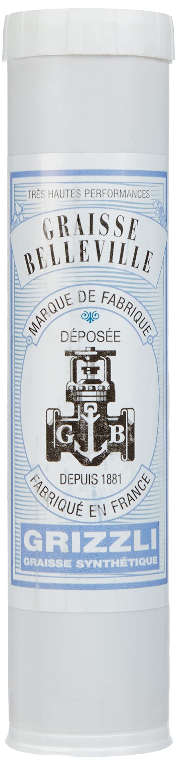 Cartouche Graisse Synthétique GRIZZLI 400g – Blanche Au Lithium – Large Plage -65°C à +150°C – Compatible Caoutchouc Et Plastique