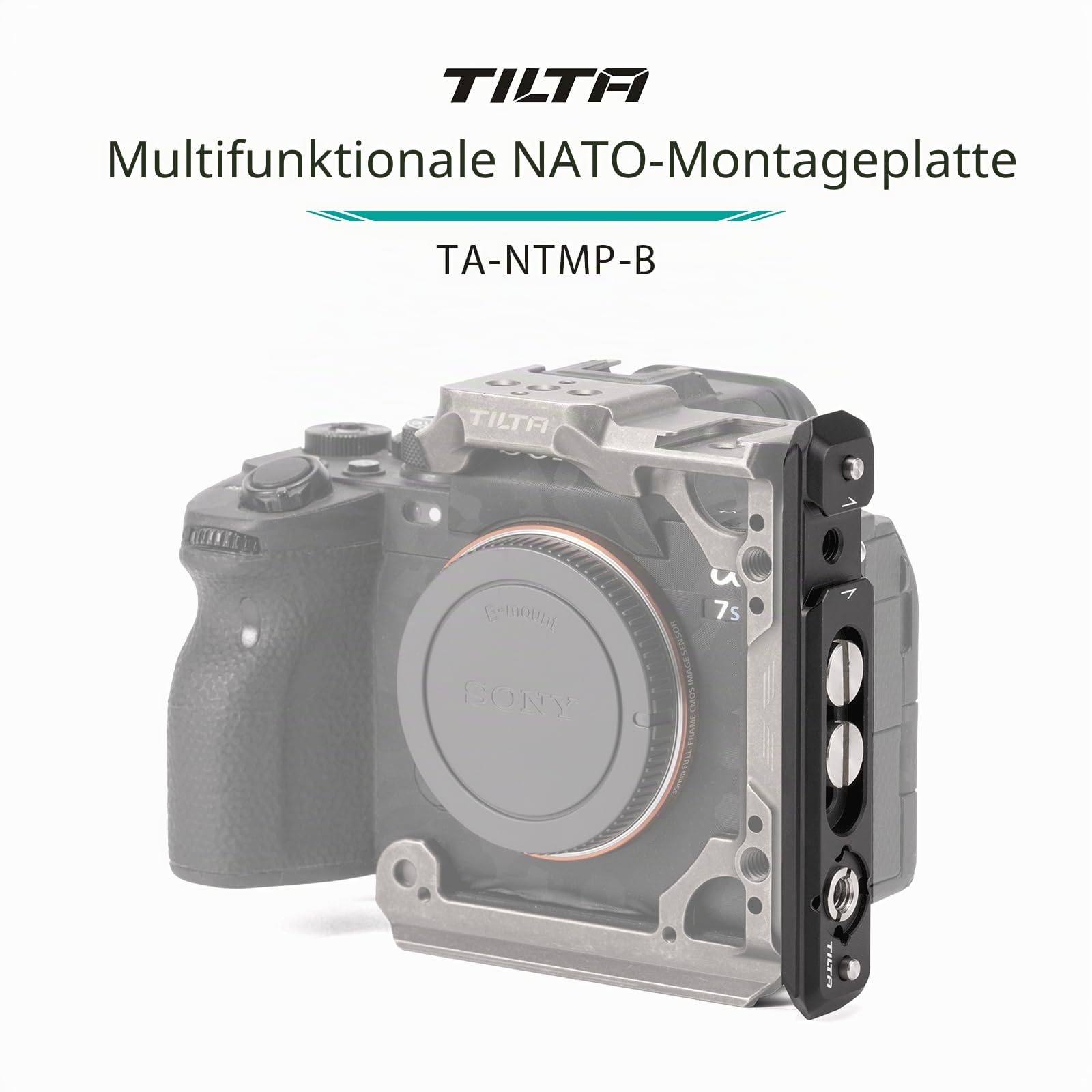 Tilta Multifunktions-NATO-Montageplatte mit NATO-Schiene, Kälteschuh und 1/4"-20-Gewinde Anti-Rotations-Design Leicht und langlebig- Schwarz TA-NTMP-B