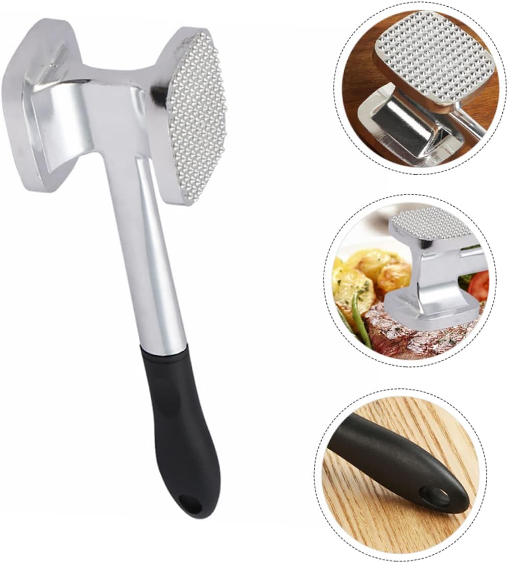 Garneck Double-sided Aluminum Alloy Meat Tenderizer Mallet for Beef Chicken and Pork Heavy-duty Design for Efficient Tenderizing Easy to Clean and Store Meat Hammer