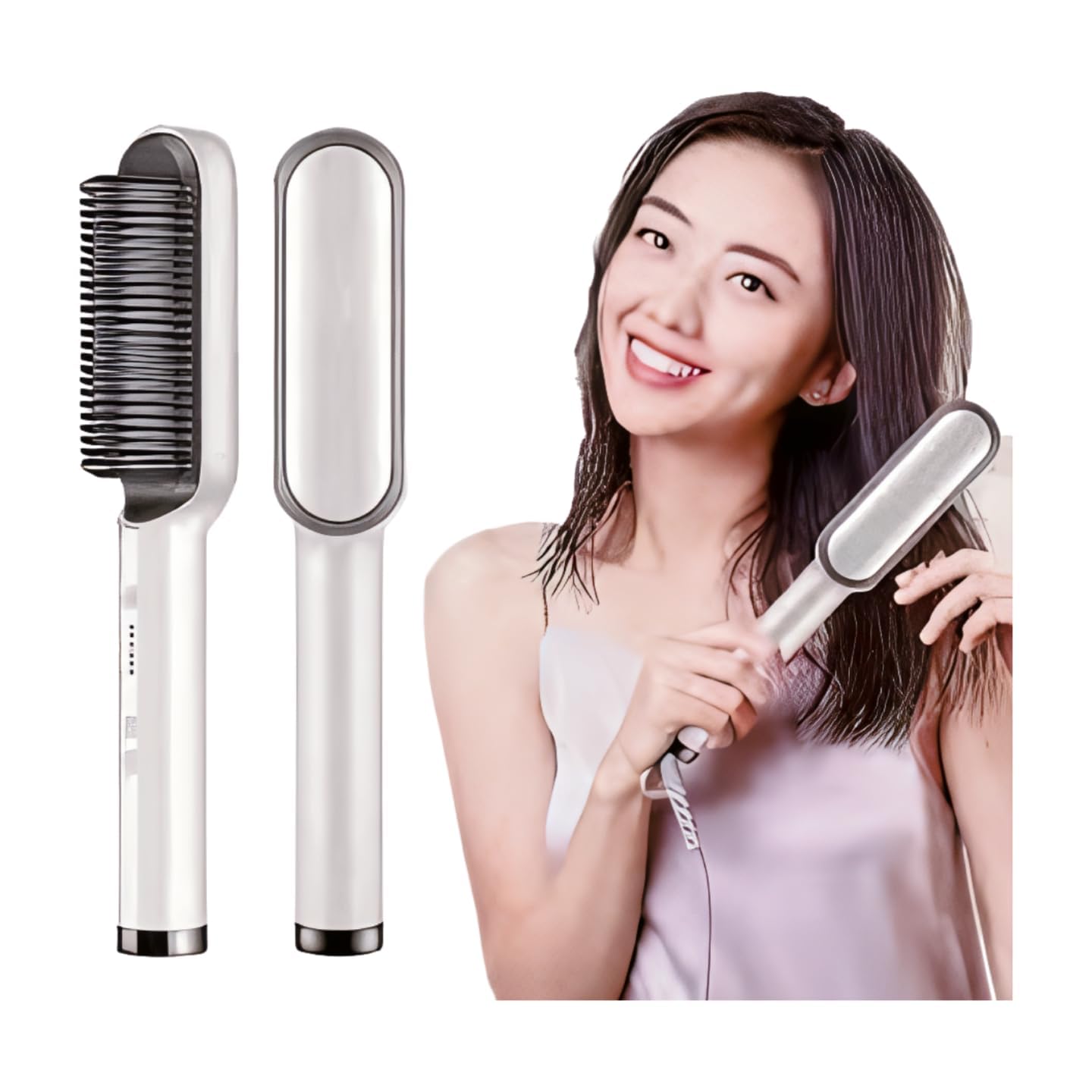 Remaxy Straight Comb Hair Stylist – White | Professional Hair Straightening Brush for Smooth & Sleek Styling | Fast Heating & Anti-Frizz Technology 4 61WYA96w2BL. SL1440