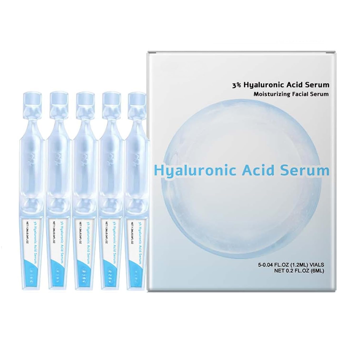 Hyaluronic Acid Tubes 3% Hyaluronic Acid Serum, 3% Hyaluronic Acid Serum Ultra-Hydrating Vials for Women's Moisturizing Skin Care Face (5PCS)