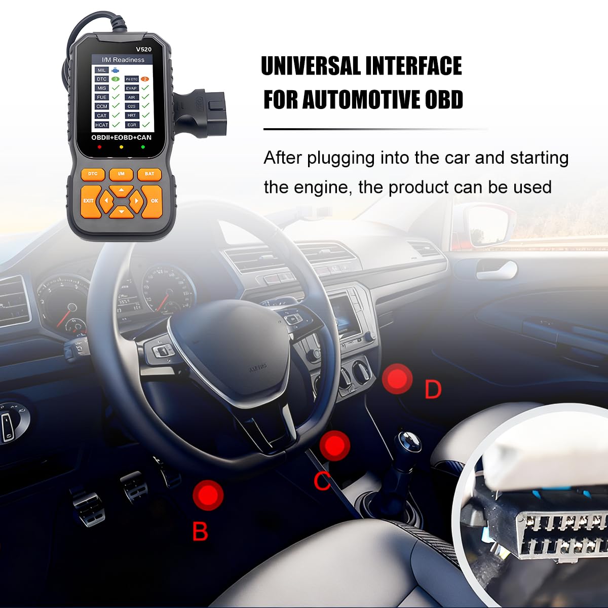V520, scanner diagnostico OBD2, lettore di codici motore OBDII con cancellazione codice di errore, tester di guasto del motore automobilistico, universale per SUV, auto, camion