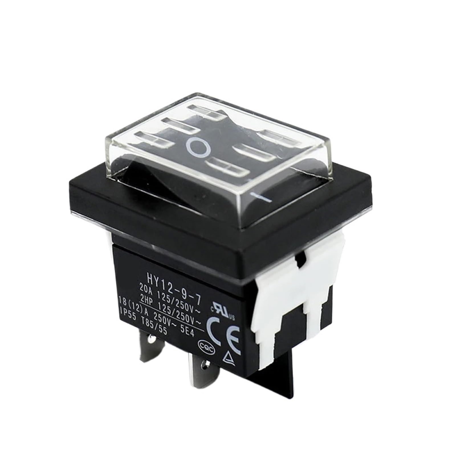 Interruptor basculante impermeable de 4 pines HY12-9-7, 125/250 V, 18/12 A, con pulsador de encendido y apagado for herramientas eléctricas y maquinaria.(1Piece)