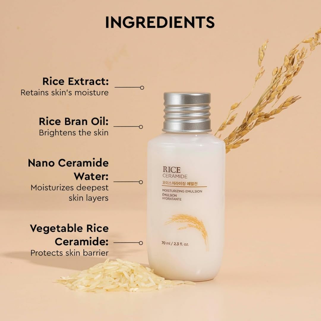 The Face Shop Rice & Ceramide Face Cream 70ml | Barrier Repair Moisturizer for Dry Skin, Intense Hydration & Strengthening | 12Hr Moisture Lock | Korean Skincare 3
