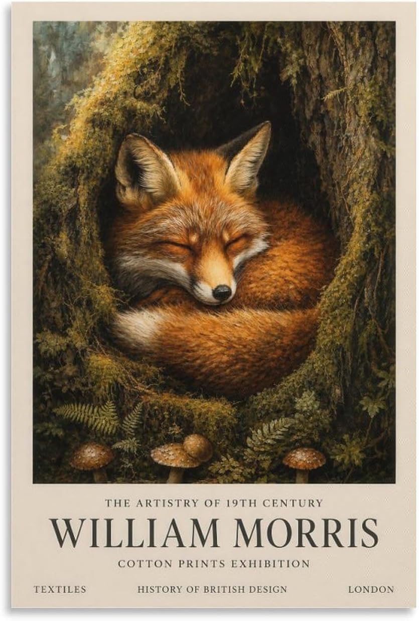 William Morris Poster Sleeping Fox Wall Art Vintage 40x65cm Frameless