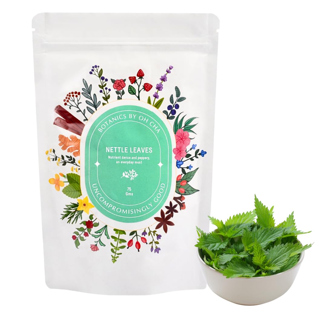 BOTANICS BY OH CHA - Dry Nettle Leaves, 75gms | Pure Nettle Leaf Tea | Stinging Nettle Tea, 100% Natural | For Hair Care, Herbal Nettle Tea, Infused Oil | Caffeine Free | Rich in Antioxidants