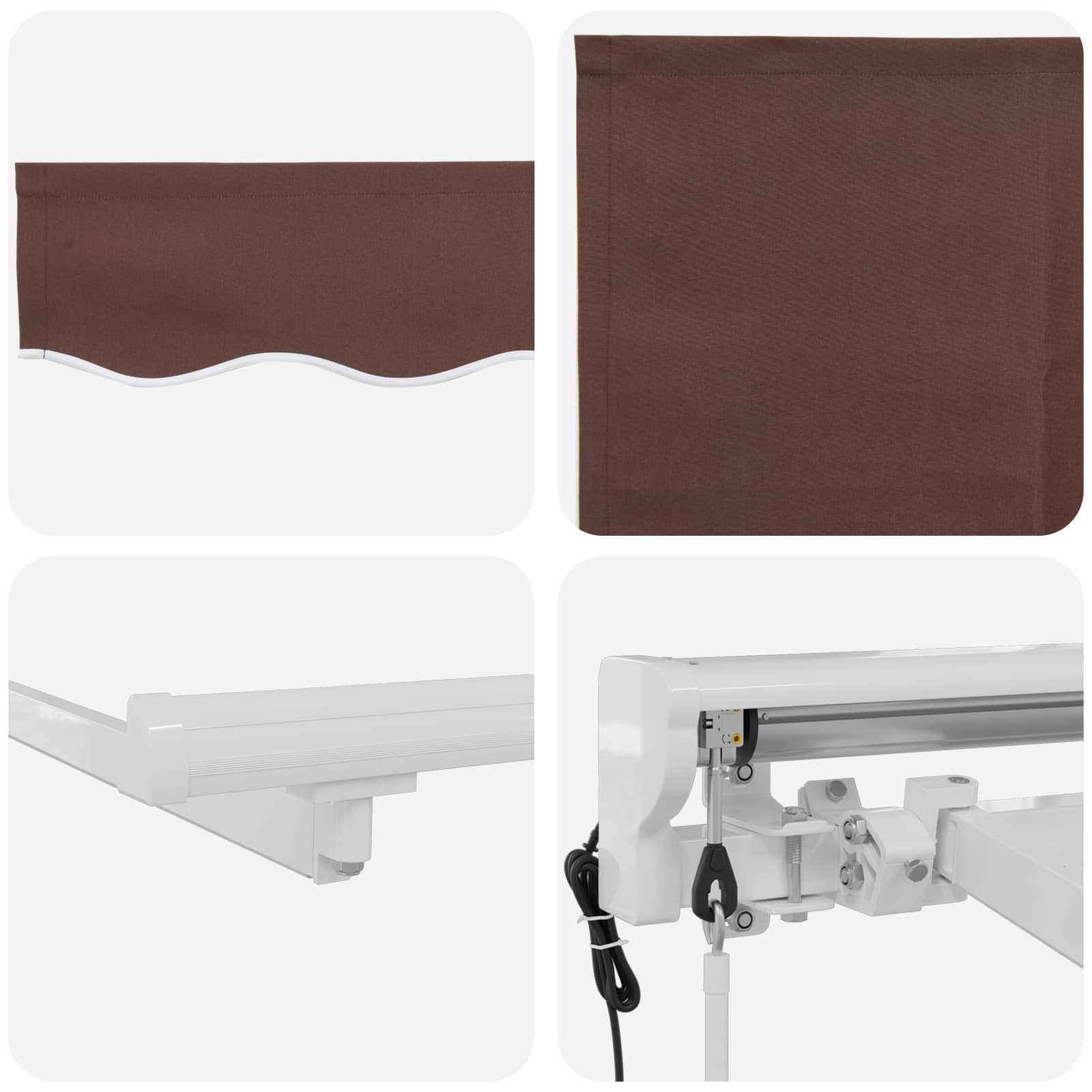 Tenda da Sole Elettrica, Poliestere, Marrone e Bianco, 3.5 x 2.5 m