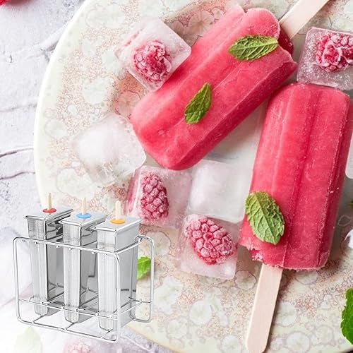 Miniatura 5 de 3 moldes de paletas de acero inoxidable, máquina de paletas de hielo con soporte de acero inoxidable, 55 varillas, 10 bolsas de almacenamiento, kit
