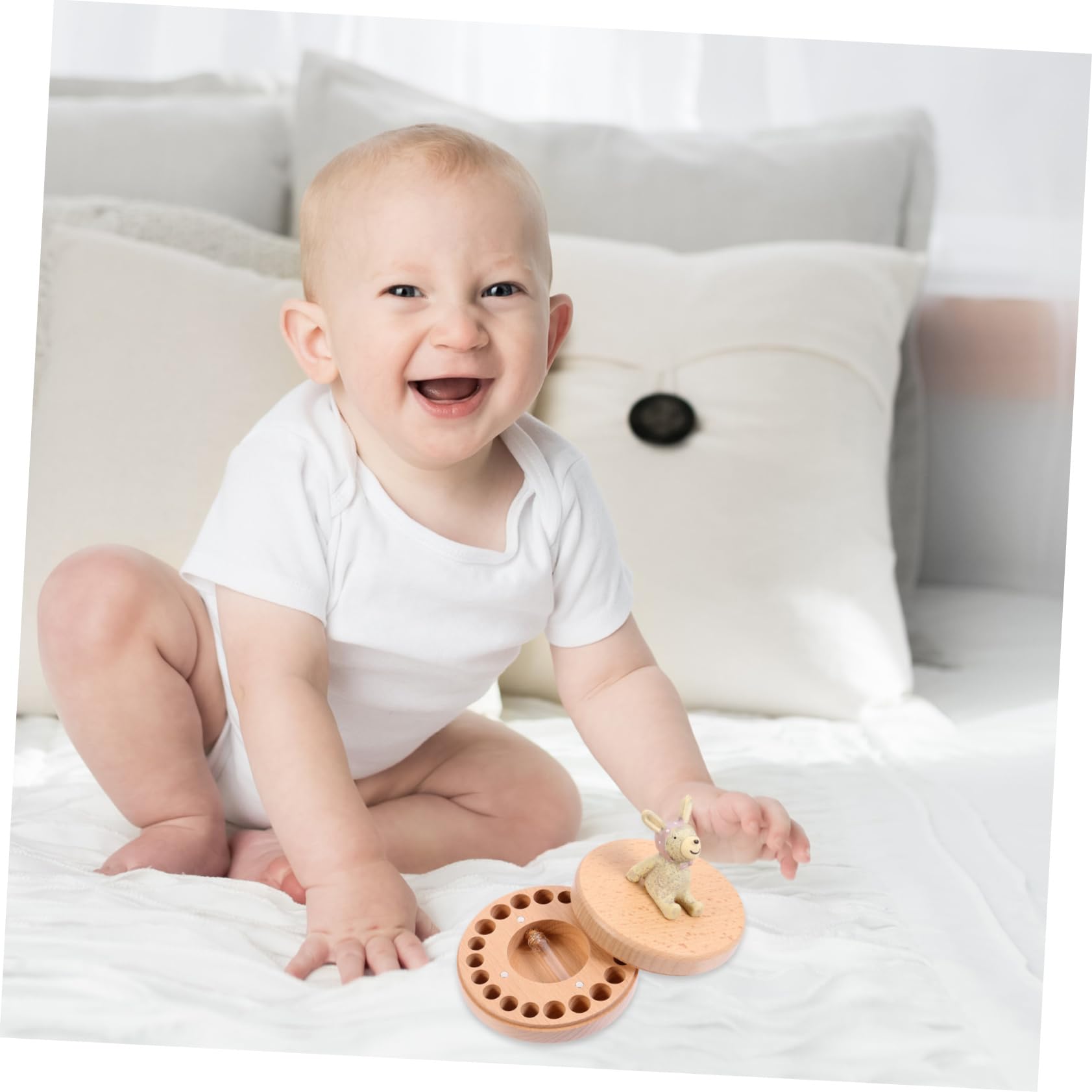 Caja de Recuerdos para Dientes de Leche de Madera, Tabla de Dientes, para Niños y Bebés, Adecuado para Casa y Año