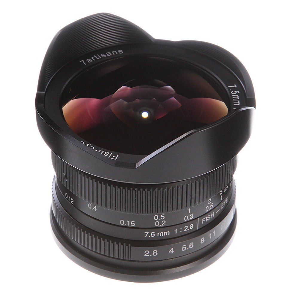 7artisans 7.5mm F/2.8 Grandangolo fisheye obiettivo MF Messa a fuoco manuale Per Canon EOS EF-M Montare M M2 M3 M5 M6 M10 M50 M100 Fotocamera Dslr