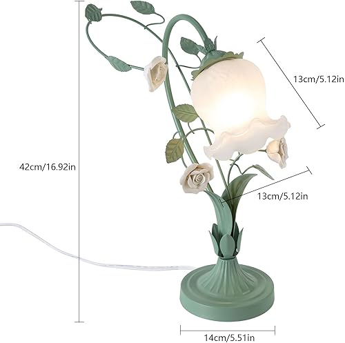 Miniatura 2 de Eapmic Moderna lámpara de noche con vitrales de flores, lámparas de lectura para mesita de noche, luces de escritorio, una luz, 16.92 pulgadas de