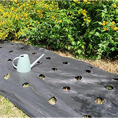 SJHmoo Weed Barrier Landscape Fabric with Holes 5x16ft, Ground Cover Weeds Blocker Heavy Duty PP Woven Weed Control Fabric for Garden and Raised Bed Cover