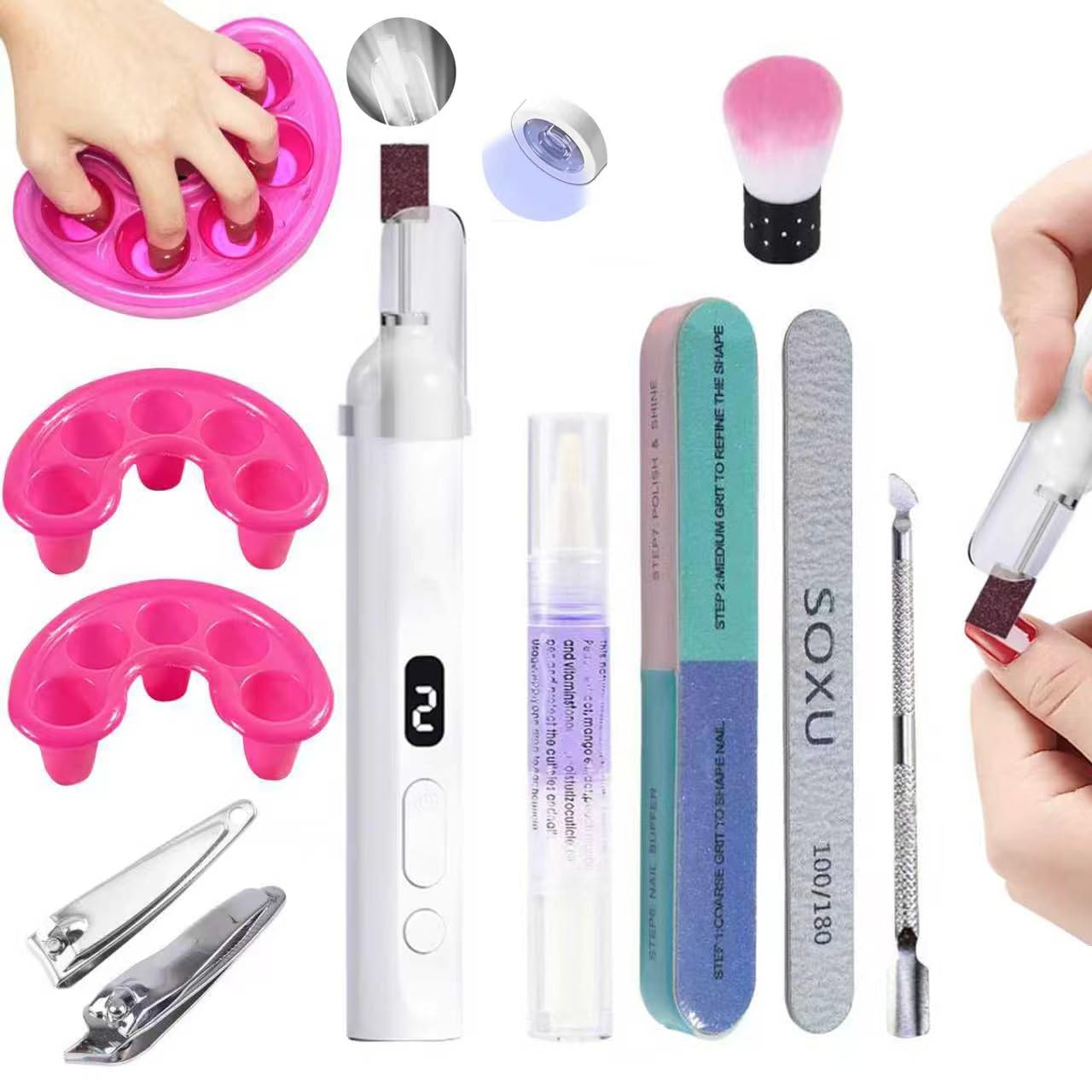Kit de lime à ongles électrique pour manucure salon à la maison - 8