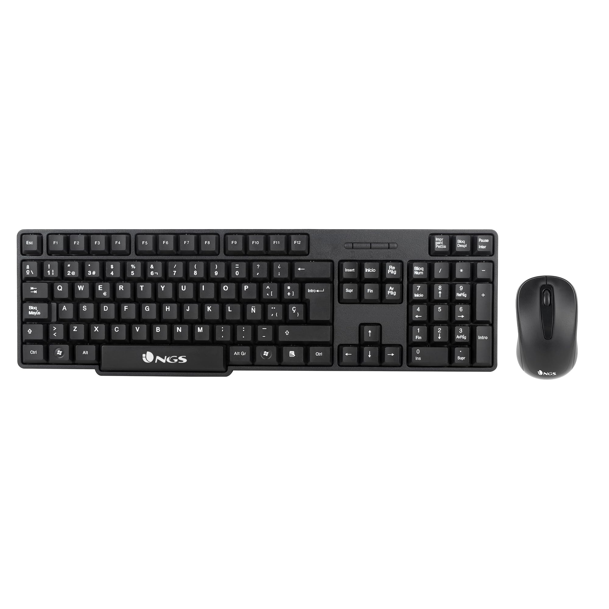 NGS Euphoria Kit Portuguese Language (QWERTY) – Wireless Keyboard and Mouse Combo 2.4GHz, Silent Clicks, Compatible with Mac/Windows/Linux/Android/Tablet/TV, Black | Silent clicks. 2.4GHz; 1200dpi Ambidextrous Compatible with Windows, Mac, Linux and Android. QWERTY PT