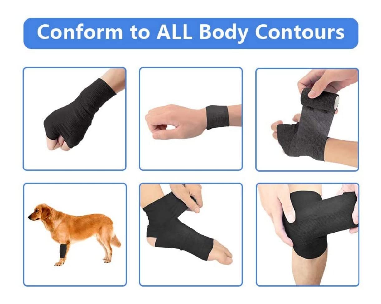 Nastro adesivo, nastro sigillante, nastro autoadesivo, bende avvolgenti coesive Benda elastica Nastro avvolgente for lo sport Benda non tessuta Avvolgere for tatuaggi 4,5 mx 10 cm Blu 12 rotoli (Colo