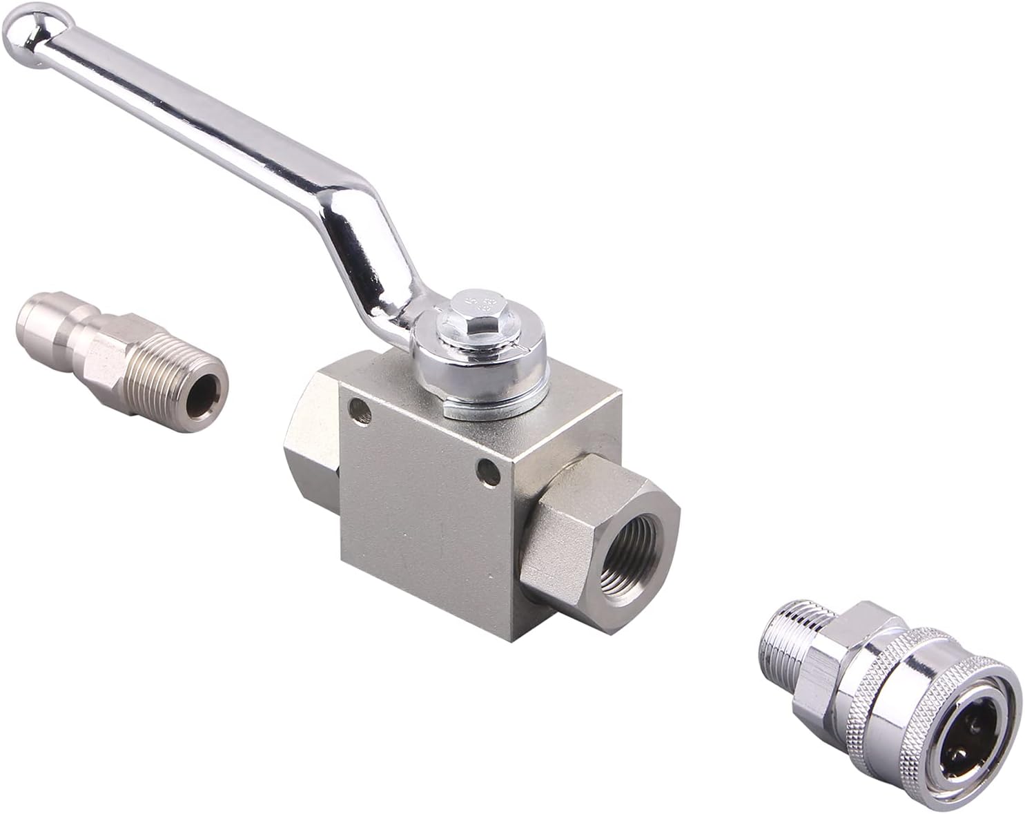 DERNORD High Pressure Ball Valve Kit 3/8 Inch Quick Connect for Power Washer Hose, 4500 PSI (3/8'')