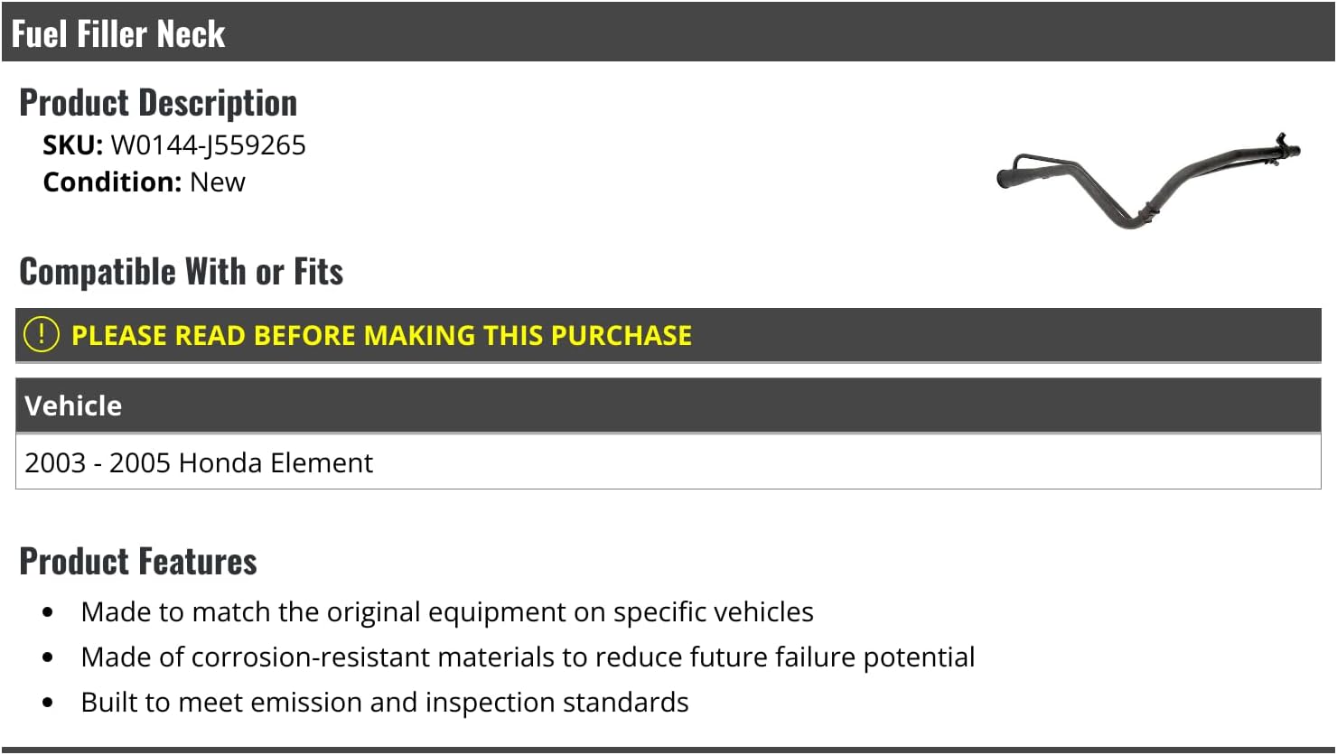 Gas Fuel Filler Neck - Compatible with 2003-2005 Honda Element