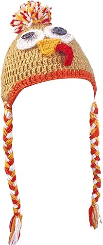 Miniatura 2 de DSORVICD Sombrero de pavo para niños de Acción de Gracias, gorro de punto cálido con orejeras para accesorios de fotografía