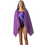 Flow Hydro Sport Towel - Microfiber Quick Dry Swimming Towels for Swim, Pool, Triathlon, and Other Water Sports in Medium, Large, Extra Large, and Hooded Sizes (Purple, Large w/Hood)