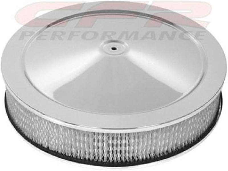 Kit de filtro de ar redondo CFR Performance 14" em aço cromado com base deslocada – 1 unidade