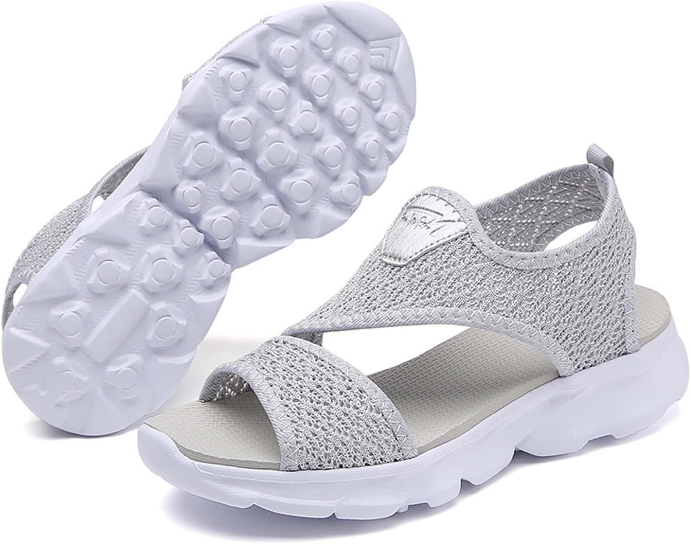 Women's Breathable Knit Mesh Sandals Arch Support Orthopedic Walking Shoes Lightweight Non-Slip Athletic Sandals