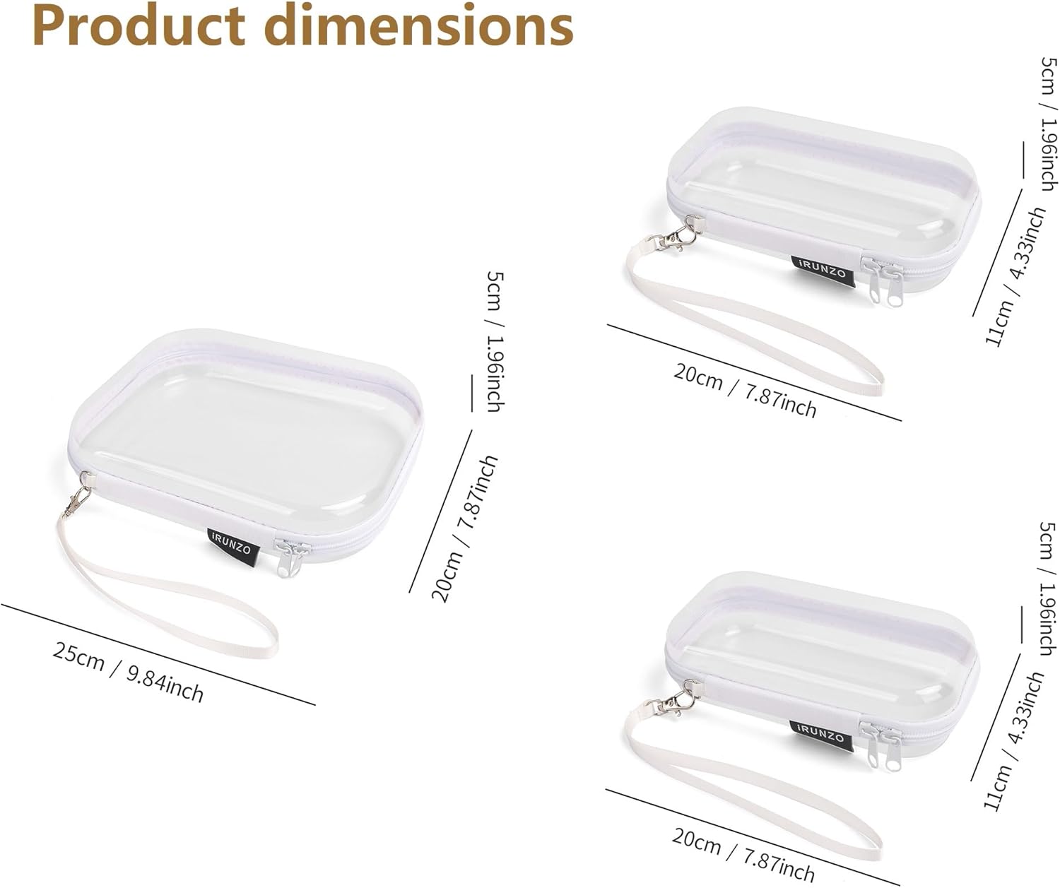 3 PCS Clear Hard Shell Zipper Case With Handle Strap，Clear Plastic Waterproof Cosmetic Makeup Bags Toiletry Pouches for Travel With Double Zipper，Kid's Toy Storage Organizer Bins Box - Image 2