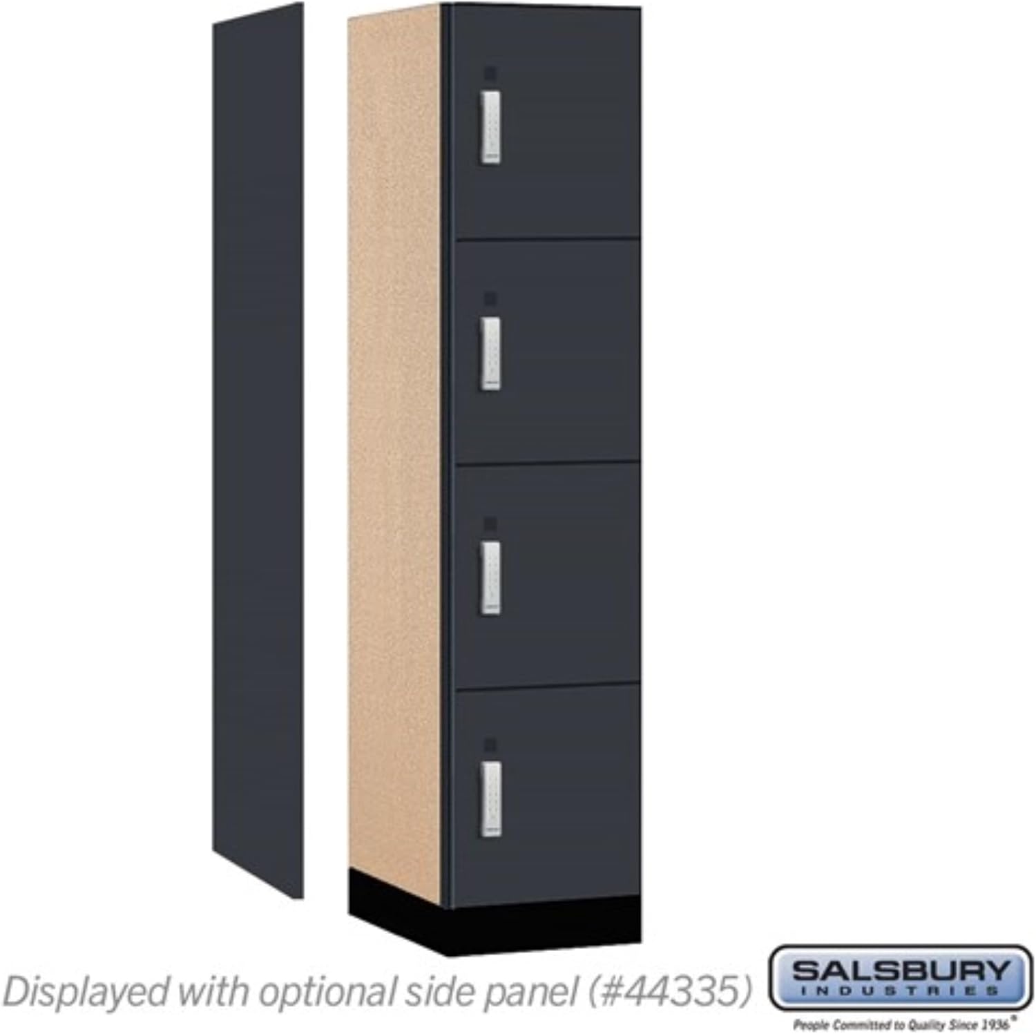 Salsbury 18" Wide Premier Wood Locker-Four Tier-1 Wide-6 Feet High-21 Deep-Carbon Mesh-Silver Electronic Locks
