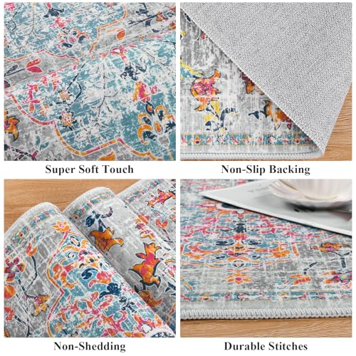 Pauwer Boho Hallway Runner Rug 2x8 Washable Entryway Area Rugs Non Slip Farmhouse Vintage Floor Mat Carpet Runner for Hallways Laundry Room Kitchen Bathroom Bedroom
