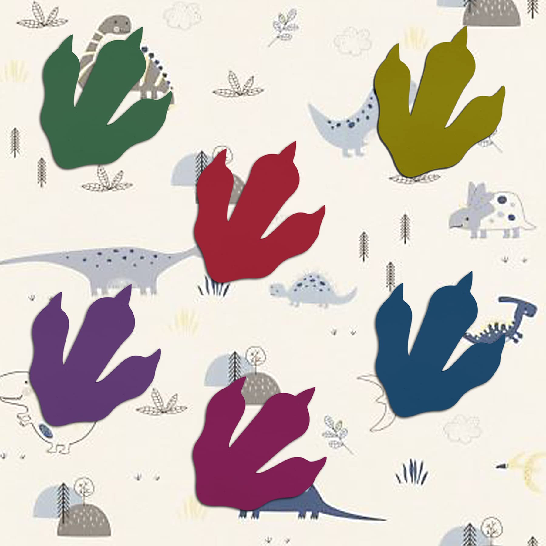 Mooseys Dinosaur Wooden Wall Art Footprints Feet T-Rex Bedroom Boys Girls (Blue, 12)