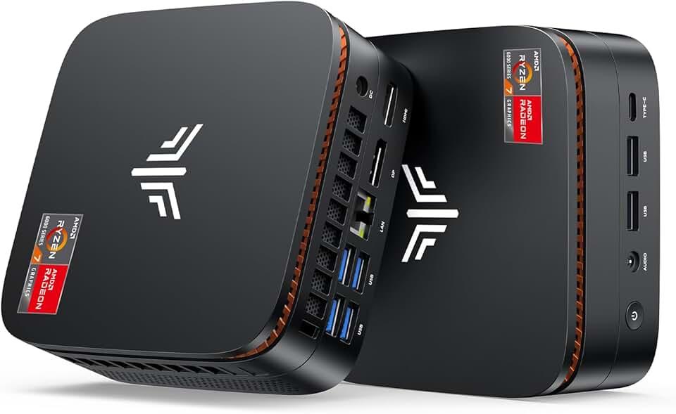 KAMRUI Mini PC para jogos Hyper H1, AMD Ryzen 7 6800H (Beat 6800U), 16GB DDR5 4800MHz 512GB M.2 NVMe PCIe3.0x4 SSD Mini PC (8C/16T, até 4,7GHz), cache inteligente L3 de 16 MB, tela tripla 4K/WiFi6