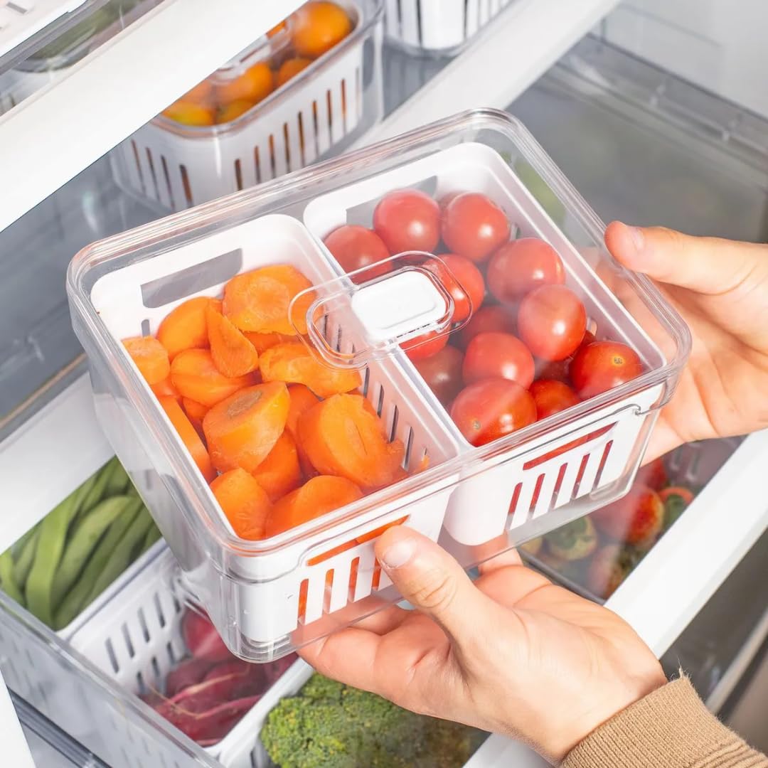 Ou Organizador com Cesto Duplo 2,2L Natural Linha Clear Fresh