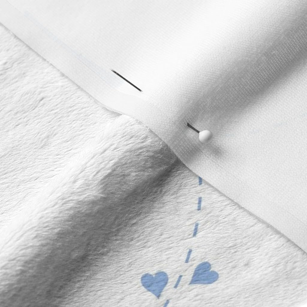 Spoonflower Fabric - Blue Airplanes Airplane Cute Heart Printed on Minky Fabric by The Yard - Sewing Baby Blankets Quilt Backing Plush