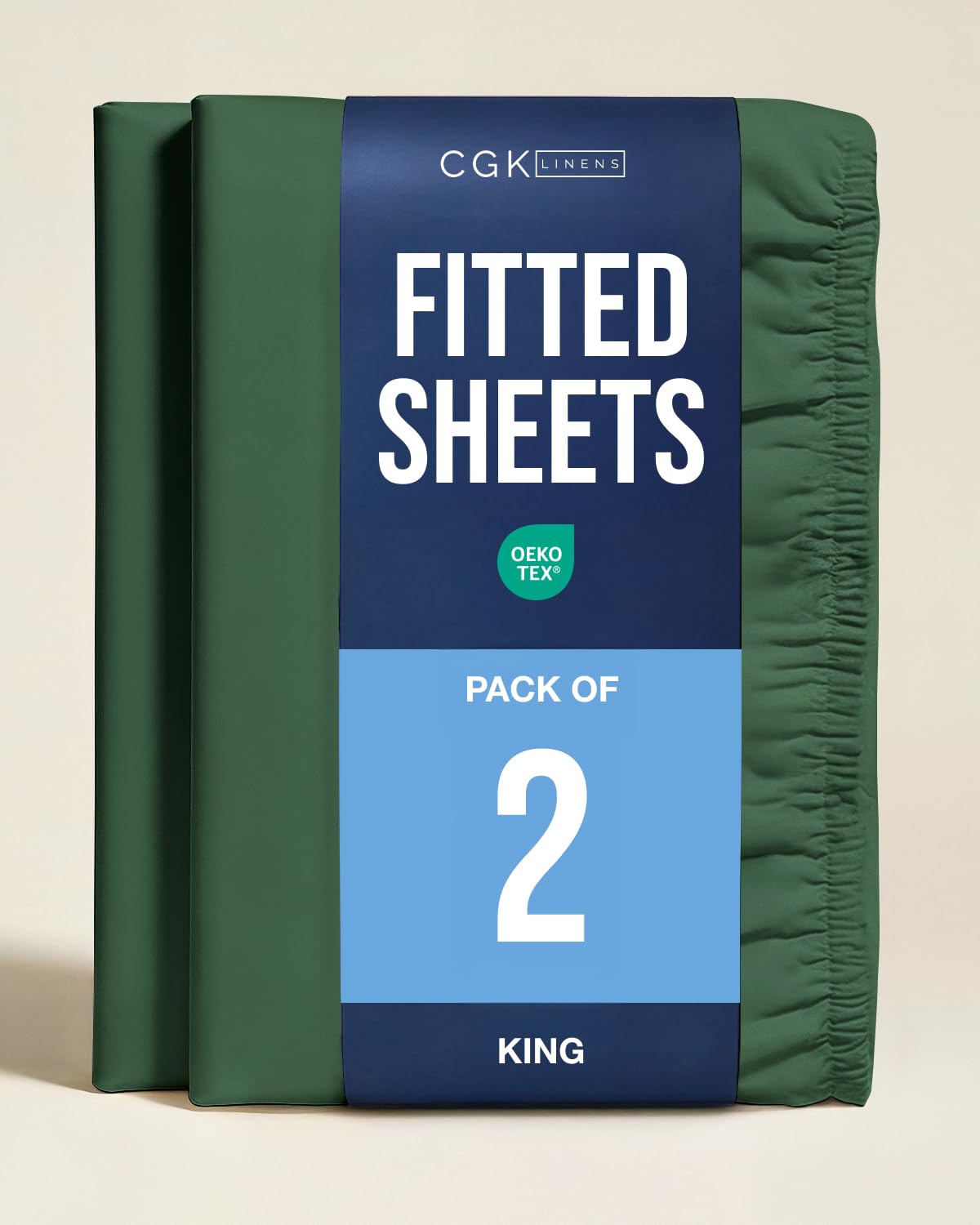 King Fitted Sheet - Pack of 2 Single Fitted Bottom Sheet - Emerald Green